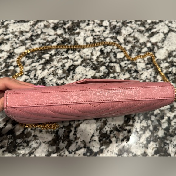 YSL SAINT LAURENT CHAIN WALLET IN GRAIN DE POUDRE - Picture 6 of 14